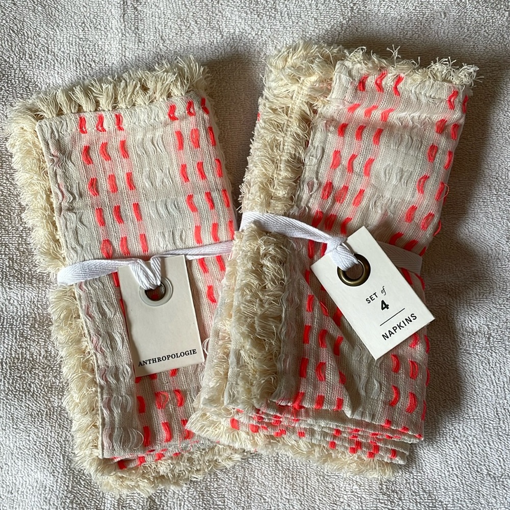 NWT Anthropologie Woven & Tassel Napkins - 2 Sets